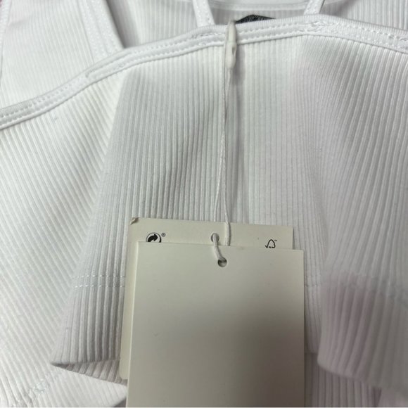 Zara tank top strappy new with tags dual strap white ribbed stretchy fabric - Picture 7 of 7